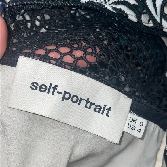 Self-Portrait Black and White Sheath Midi Dress Mock Neck - Picture 9 of 9